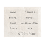 Pompa Submersibilă QJD2‑1800W, 1800 W, Bobinaj Cupru, 45 l/min, Refulare 150 m Tengtian - imagine 2